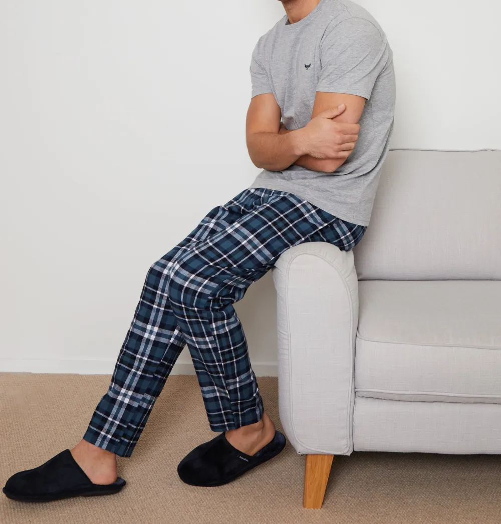 Men's Gray & Navy 2-Pack Check Pajama Pants Set