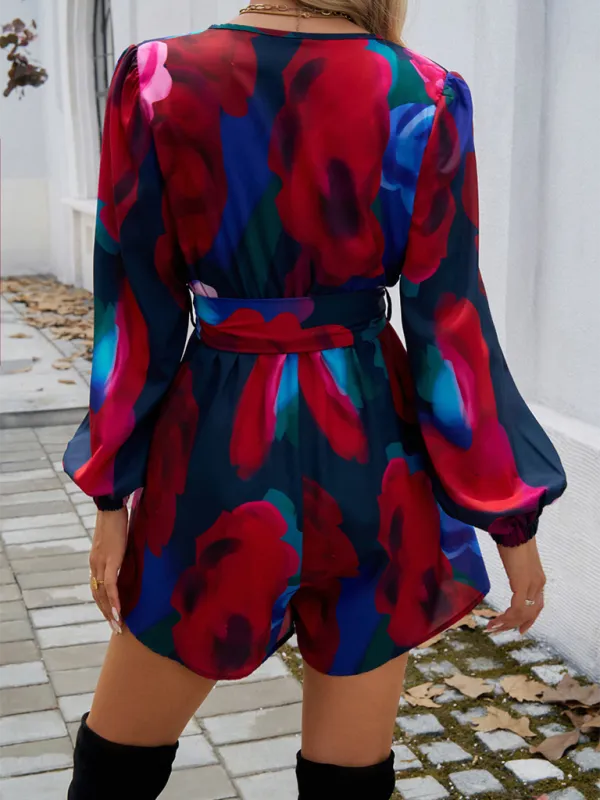 Bella Floral Long Sleeve High Waist Jumpsuit