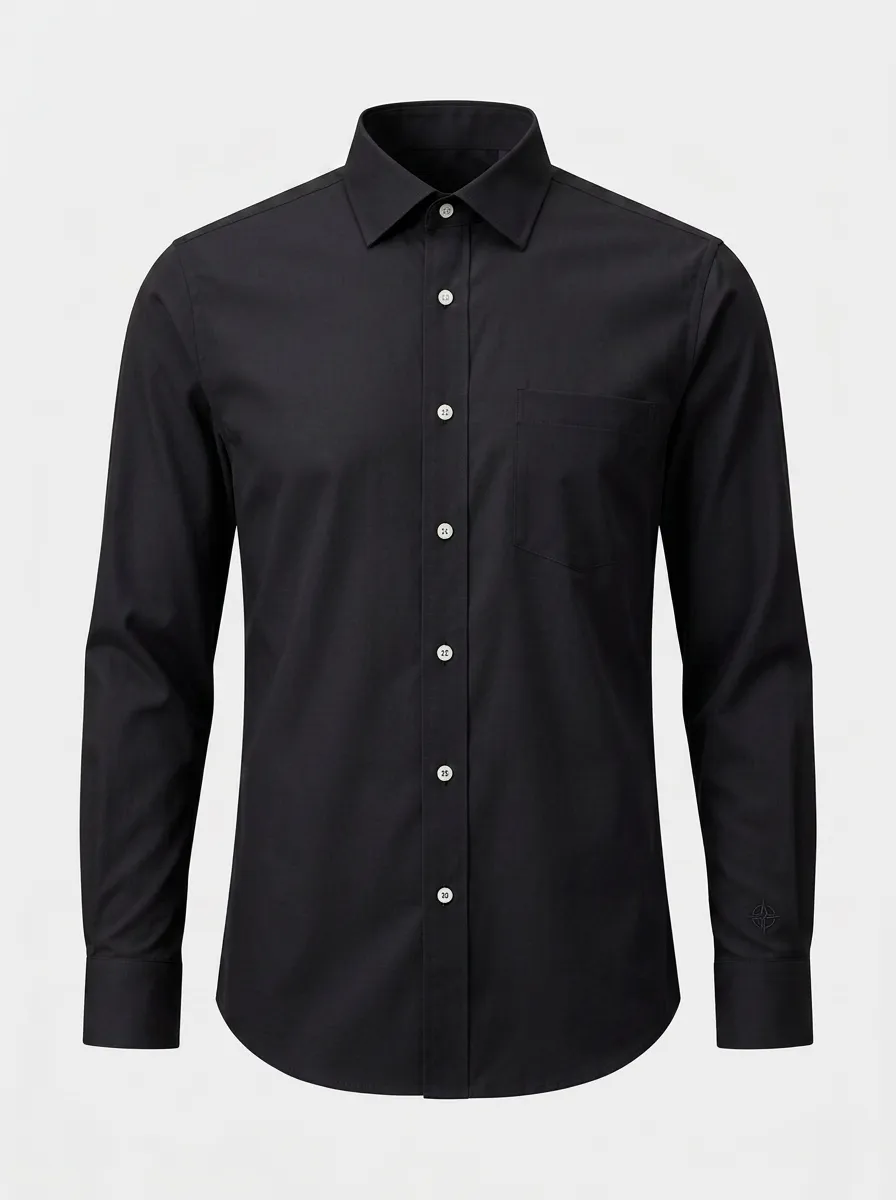 Men's Non-Iron Cotton Compass Logo Embroidered Dress Shirt