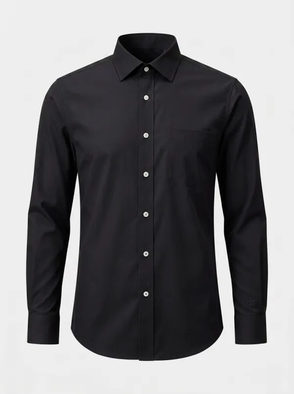 Men's Non-Iron Cotton Compass Logo Embroidered Dress Shirt