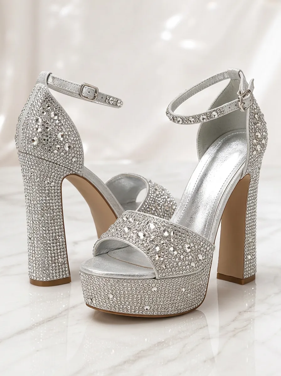 Shimmering Platform Party Heels