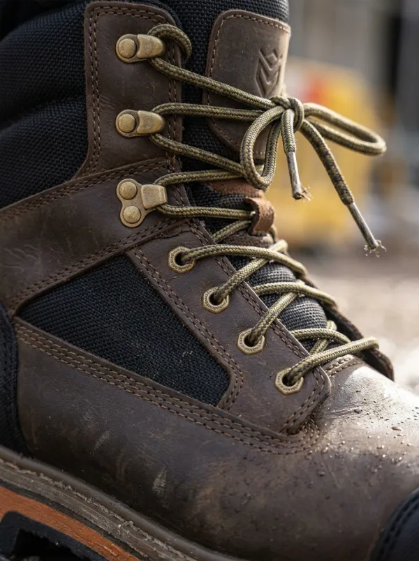 Men's Construction Waterproof Leather Printed Work Boots
