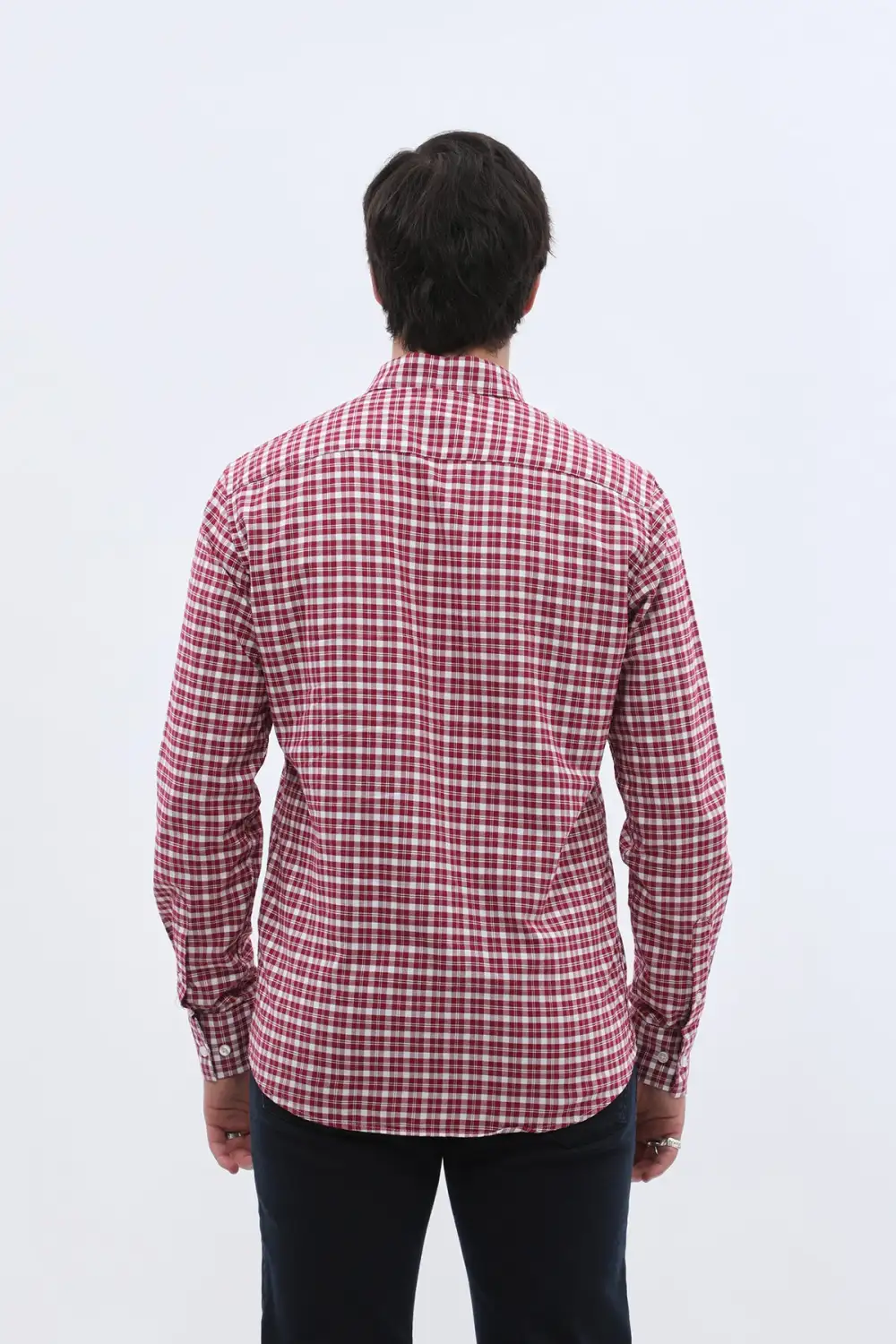 Modern Oxford Checked Long Sleeve Men's Button Down Shirt