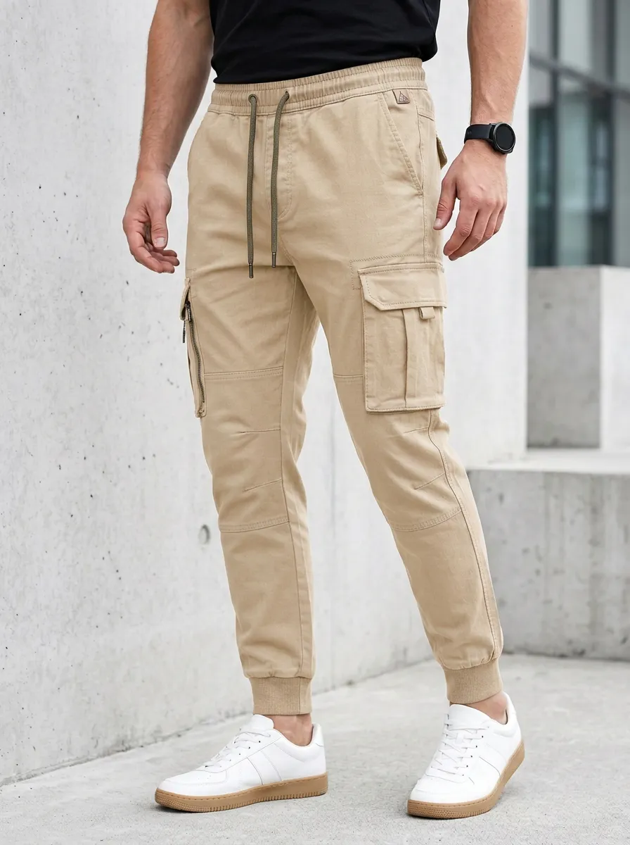 Refined Multi Pocket Graphic Print Classic Look Men's Cargo Jogger Pants