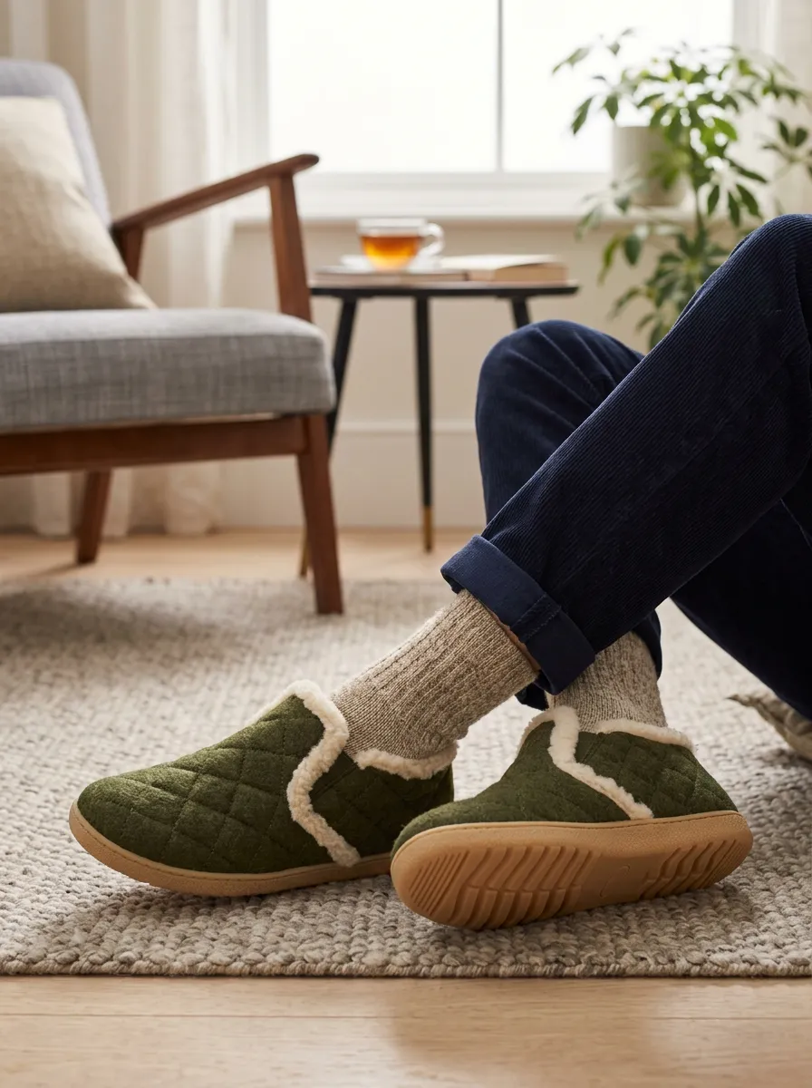 Classic Quilted Faux Fur Lined Daily Wear Unisex Warm Wool Shoes