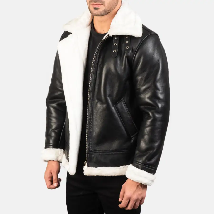 Men's Layered Bomber Leather Jacket
