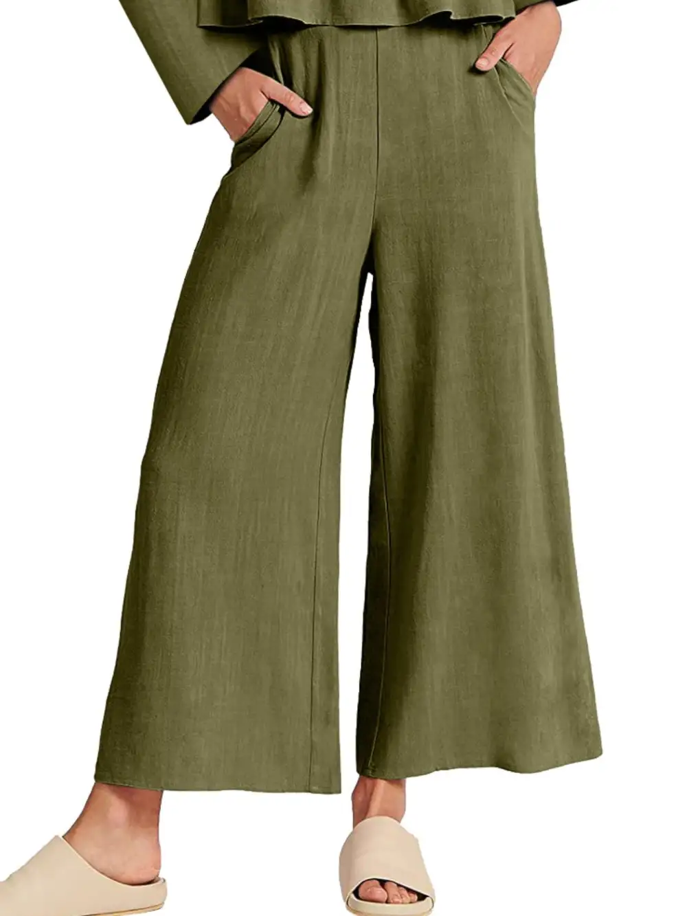 Ruffled Hem Long Sleeve Top and Pants Set