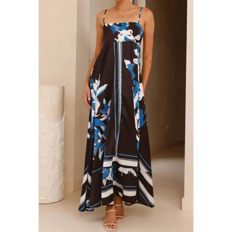 Casual Printed Square Neck Cami Maxi Dress