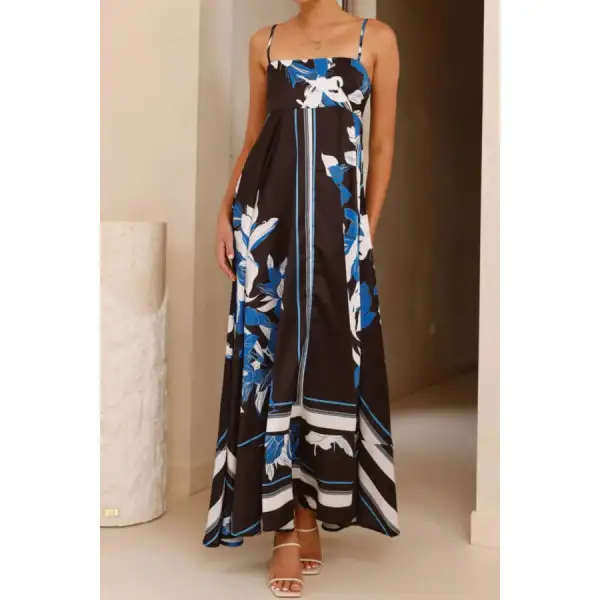 Casual Printed Square Neck Cami Maxi Dress