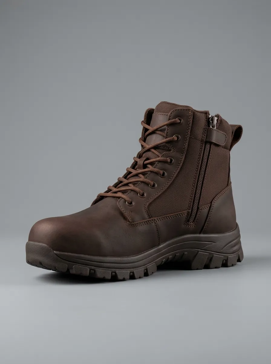 Men's Side-Zip Mixed-Media Work Boots