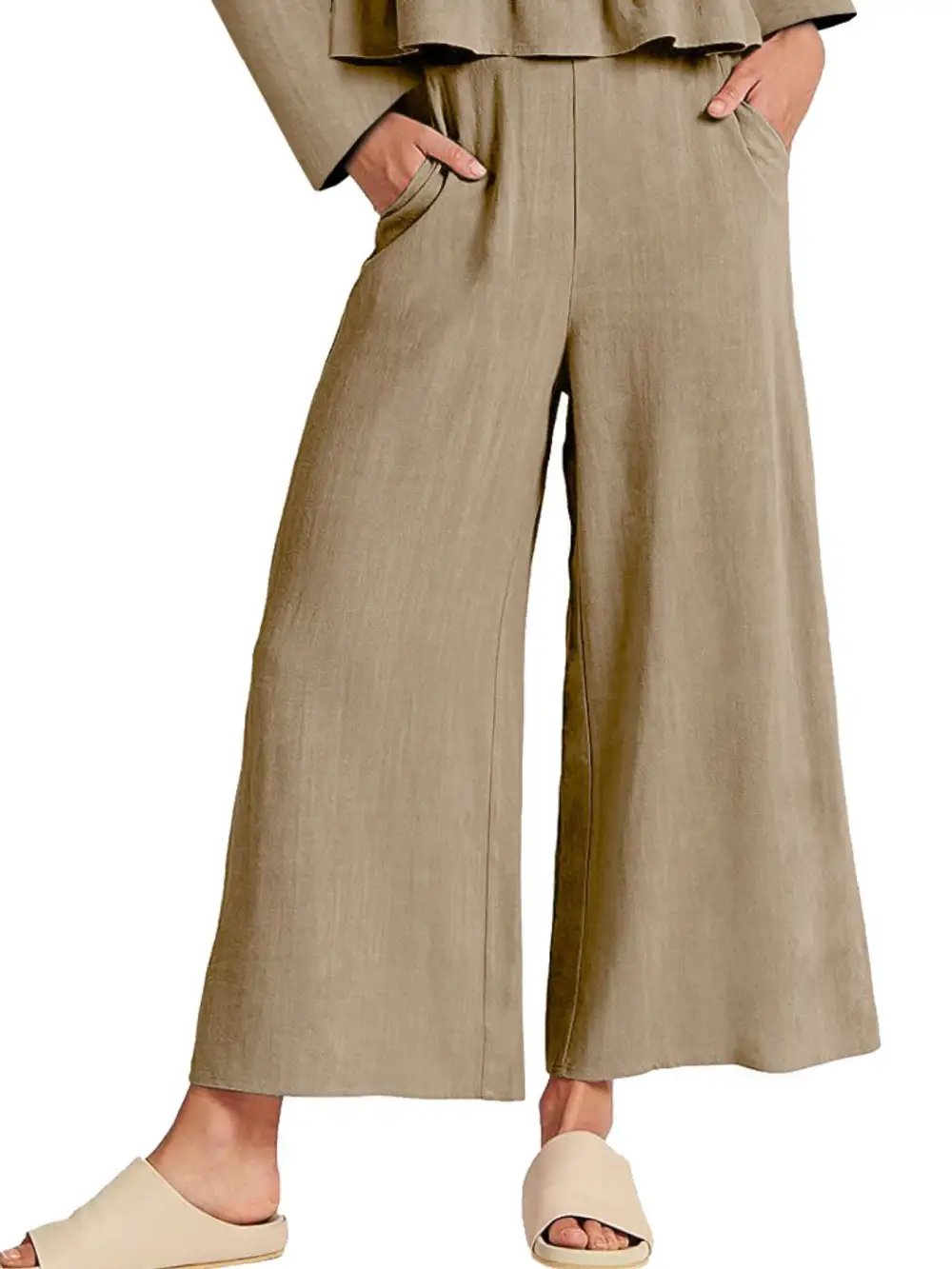 Ruffled Hem Long Sleeve Top and Pants Set