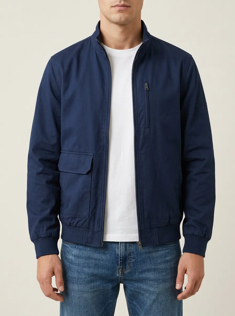 Solid Zip Bomber Utility Jacket