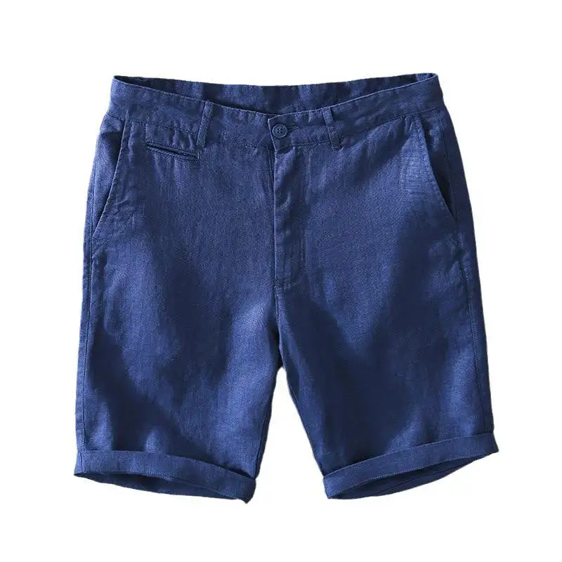 Drawstring Linen Blend Shorts