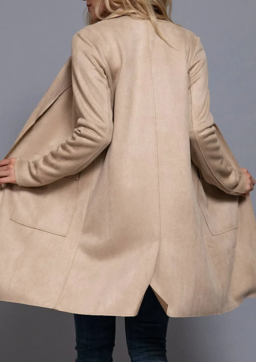 Women’s Faux Suede Open Front Jacket