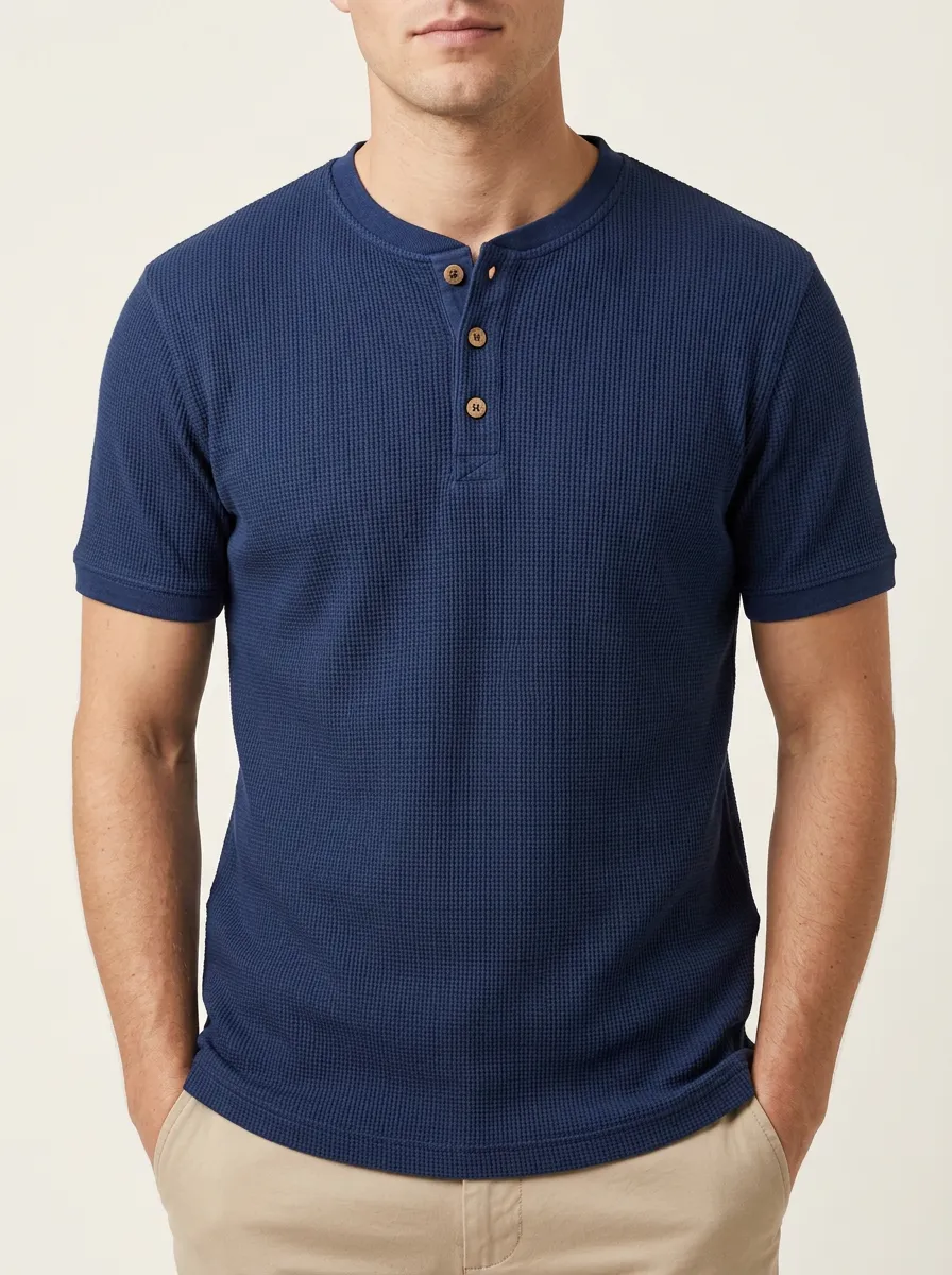 Refined Comfort Men's Short-Sleeve Henley Shirt