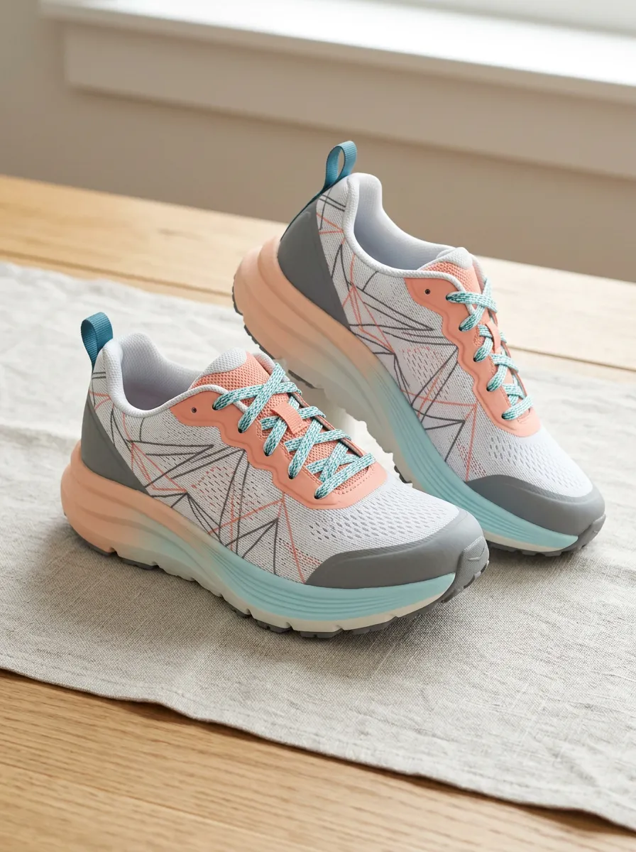 Women's Geometric Pattern Pastel Printed Running Shoes