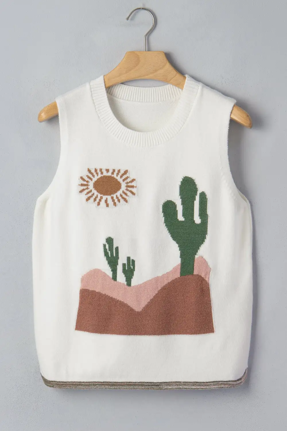 Cactus Pattern Loose Sweater Vest