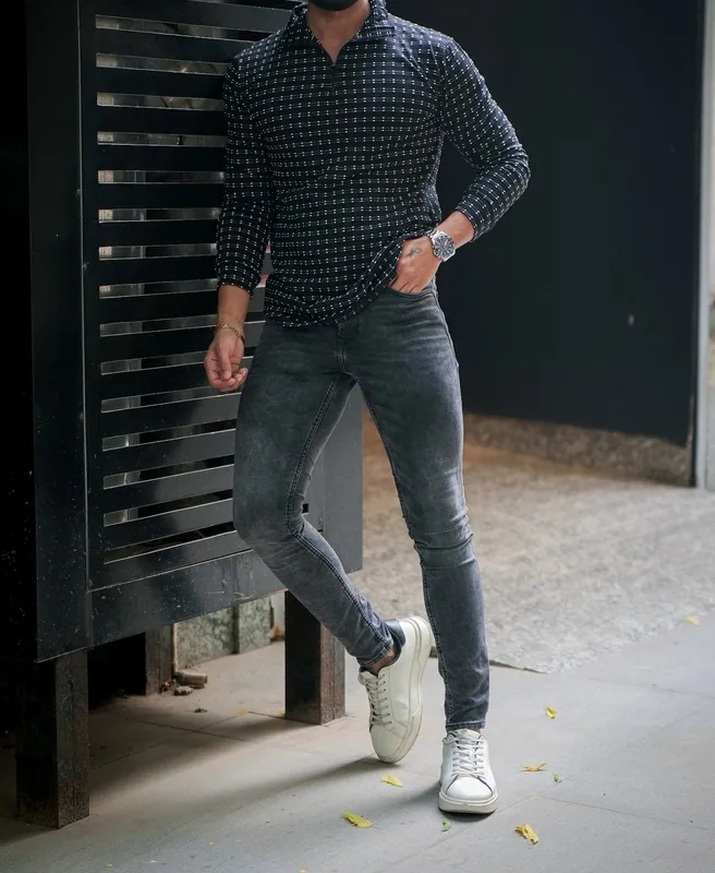 Black Ribbed Henley Neck Long Sleeve Top
