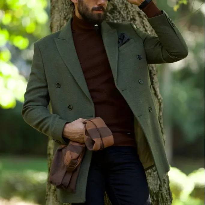Classic Double Breasted Slim Fit Tailored Coat