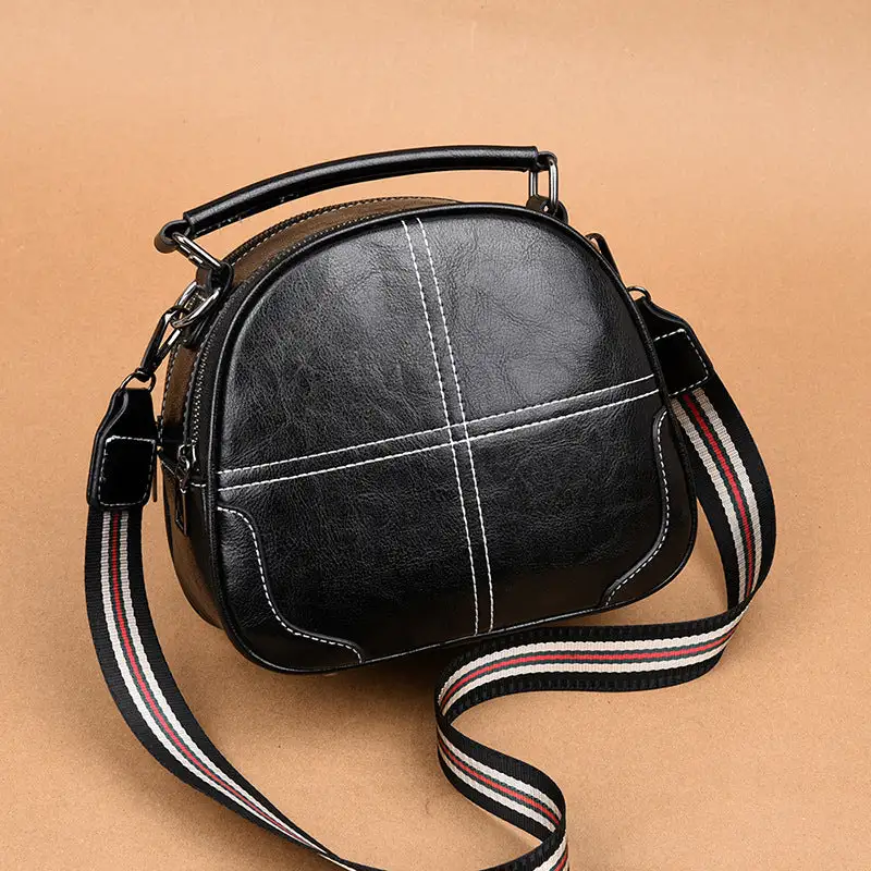 Women's Oval Shoulder Bag Smooth PU Leather Trendy