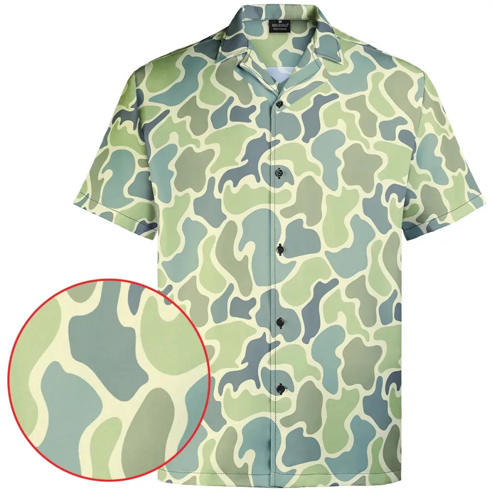 Men's Camo Hawaiian Shirt Duck Hunting Short Sleeve Button-Up Shirts