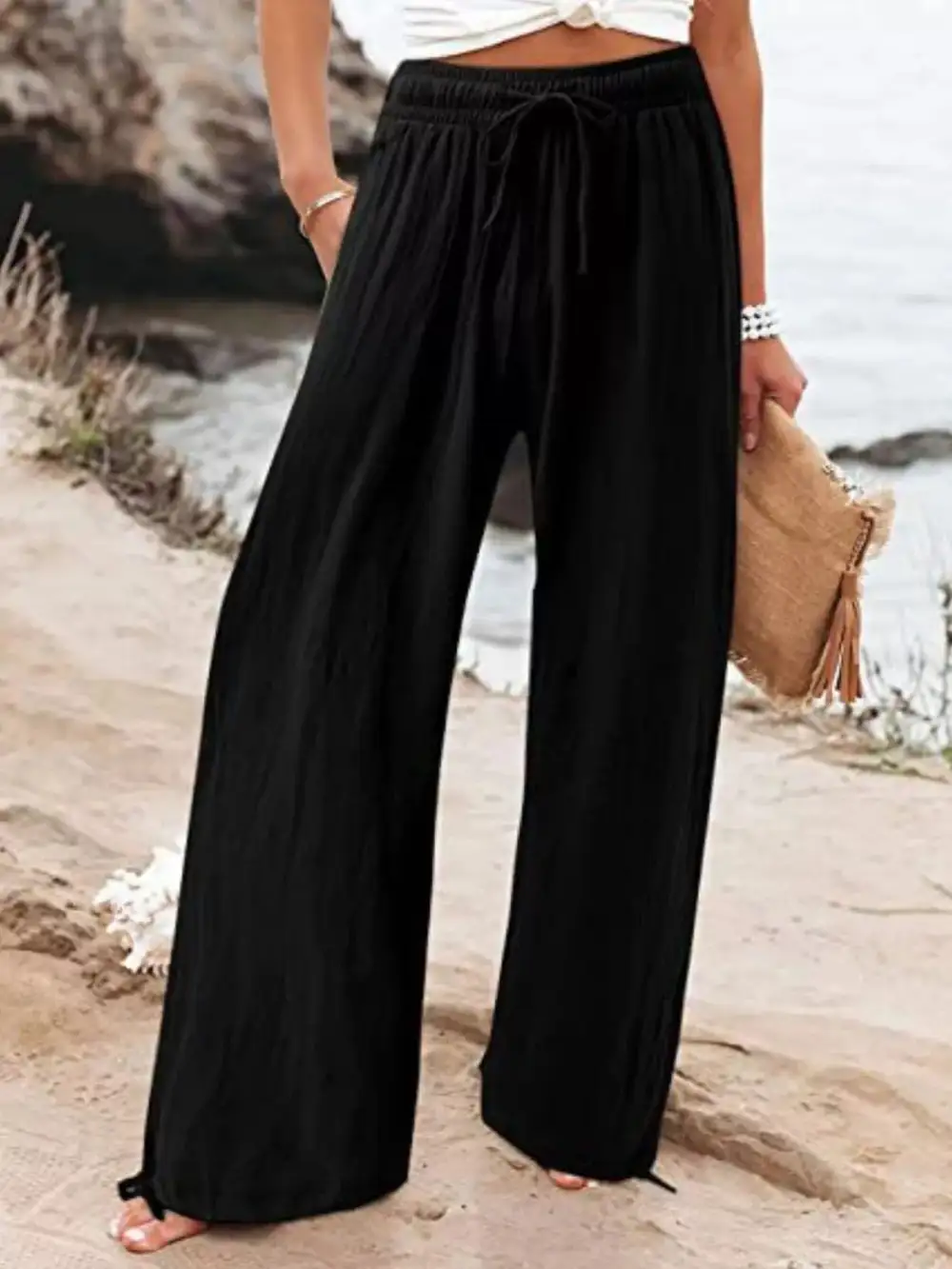 Full Size Wide Leg Pants with Drawstring Waist Plus