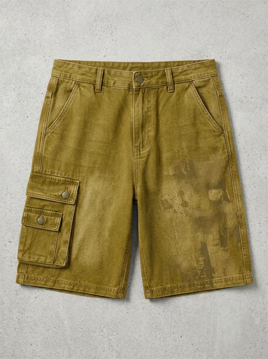 Cargo Distressed Camo Men's Cargo Shorts