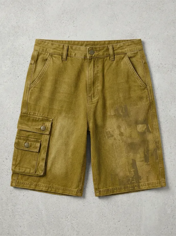 Cargo Distressed Camo Men's Cargo Shorts