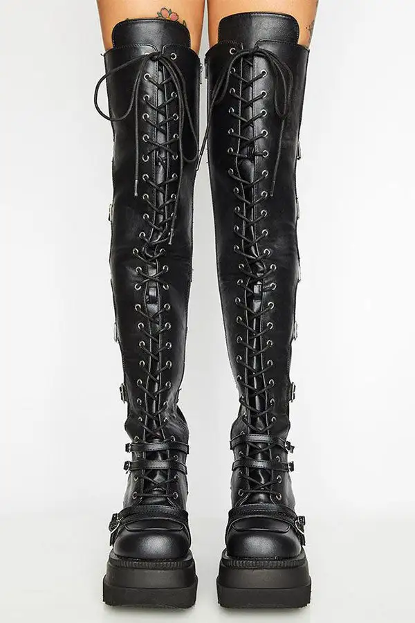 Black Strappy Boots