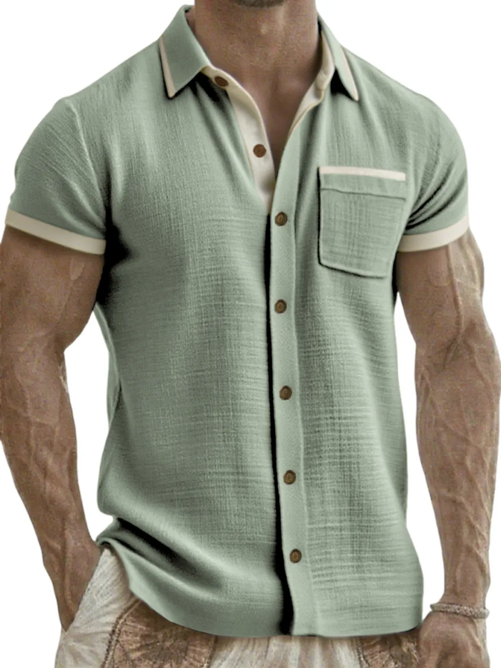Linen Blend Pocket Shirt