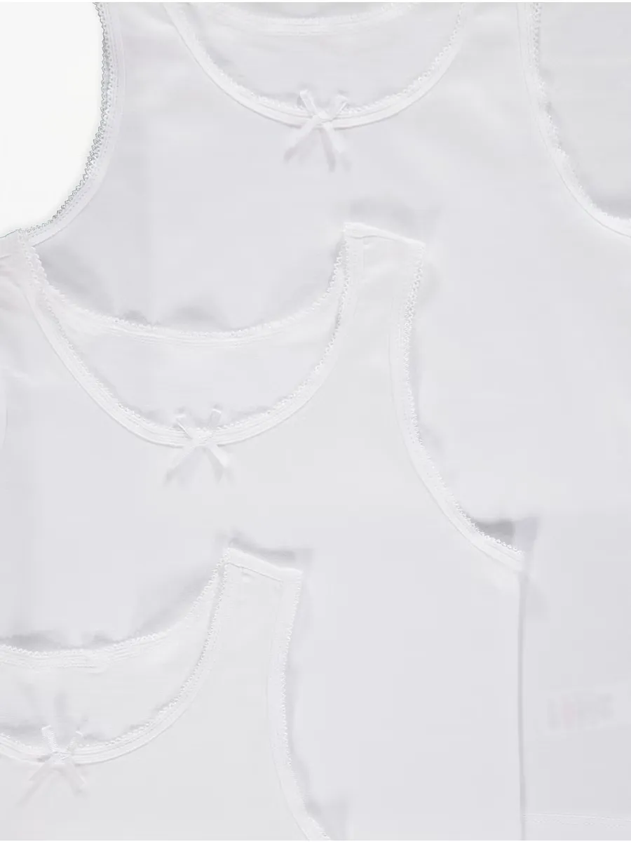 White Bow Front Vests 5 Pack