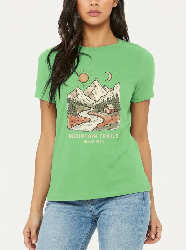 Women's Nature Hiking Lover Mountain Cabin Printed T-Shirt
