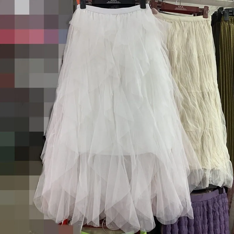 Comfort Irregular Multi-Layer Mesh Skirt