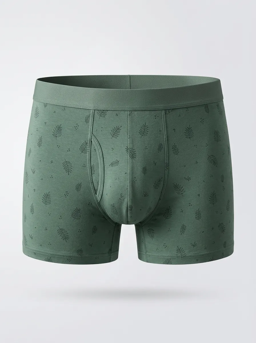 Men's Nature Lover Fern Leaf Printed Boxer Briefs