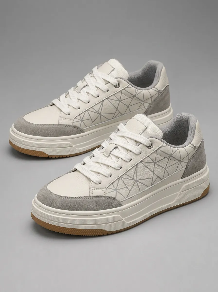 Men's Geometric Pattern Printed Casual Sneakers