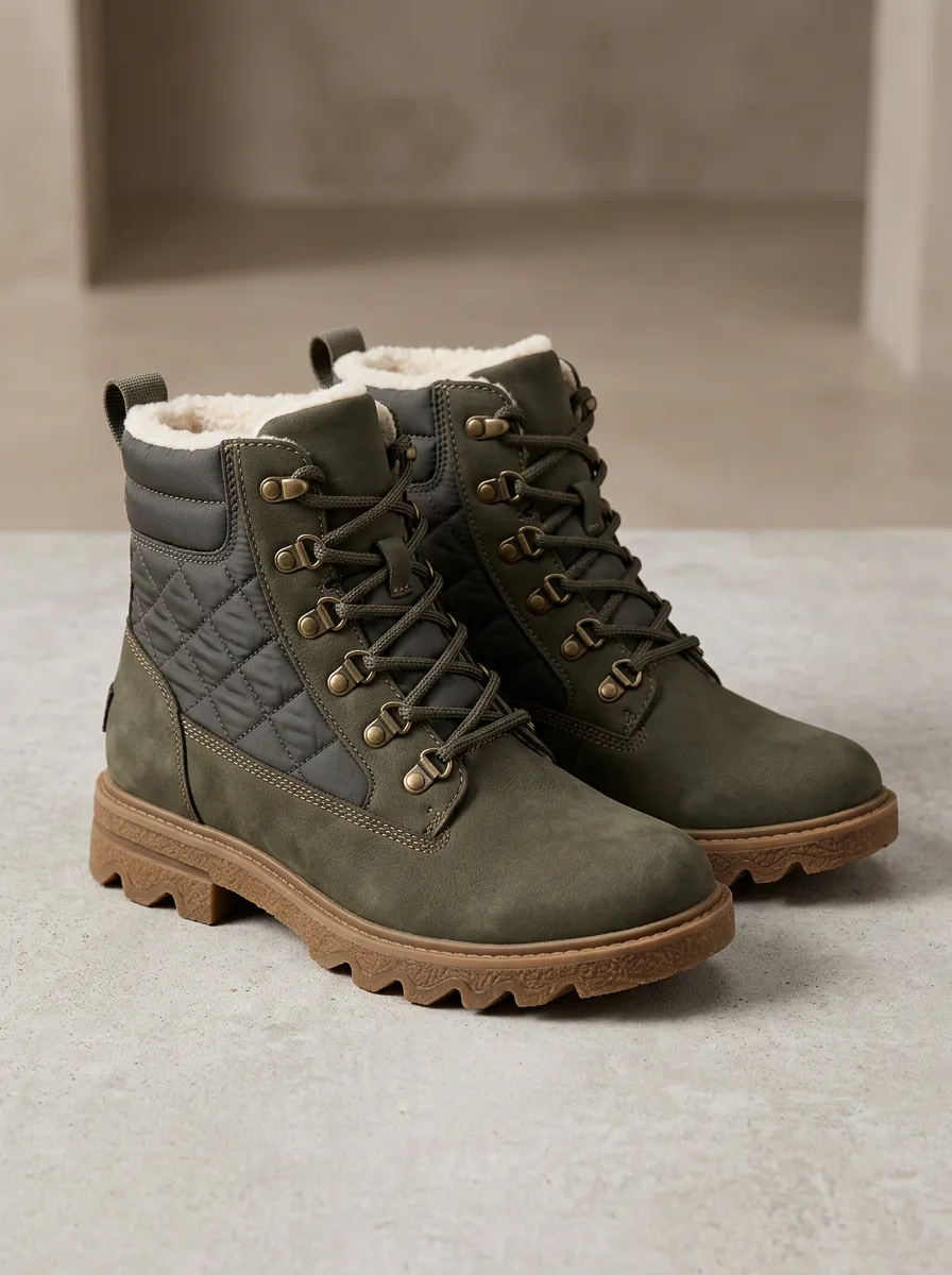 Easy-Wear Quilted Faux Fur Lined Comfort Edit Unisex Warm Boots