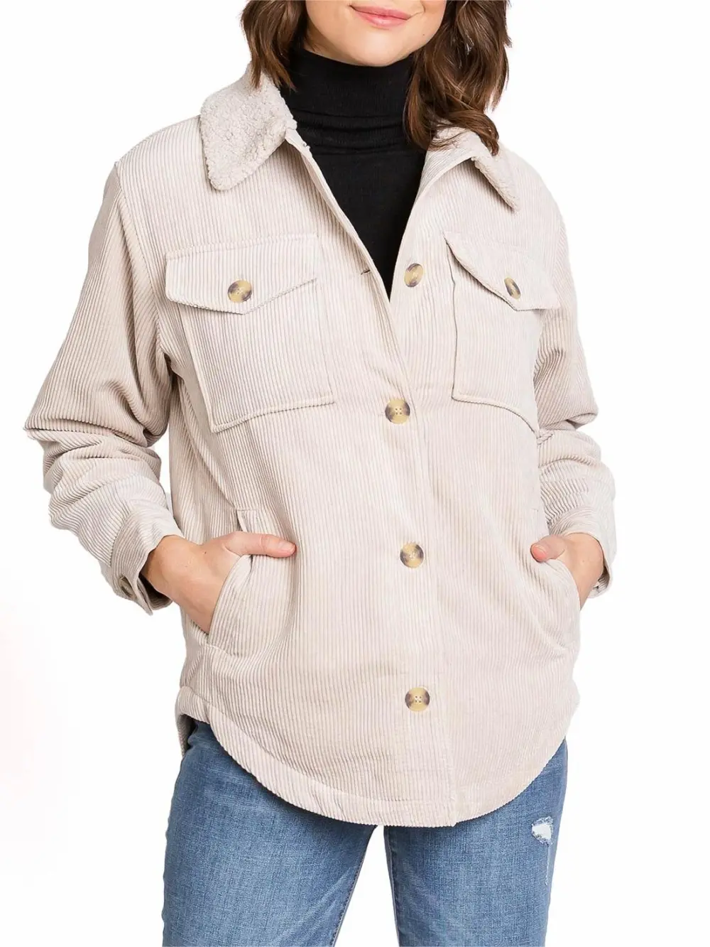 Corduroy Button - Front Shacket