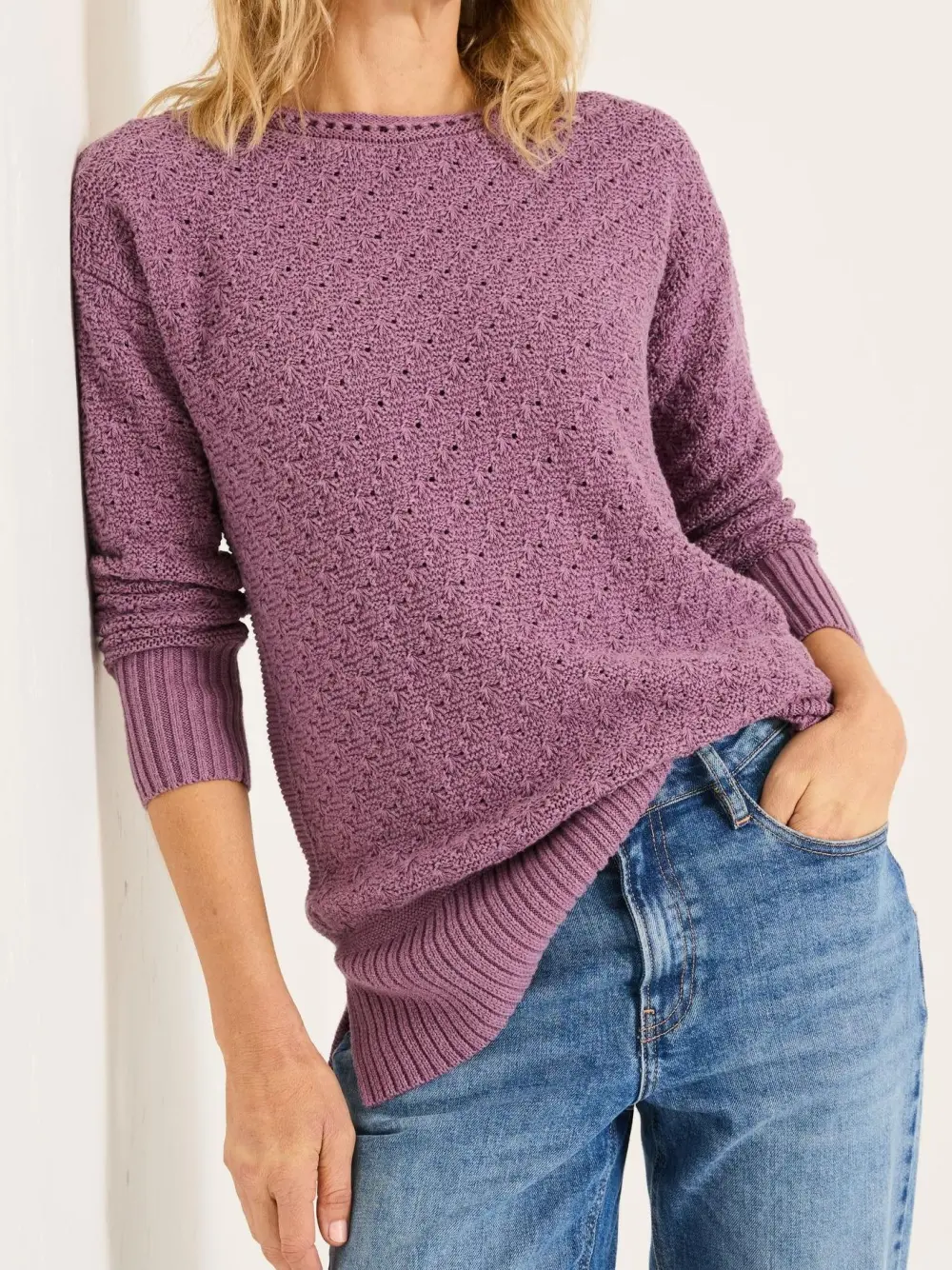Purple Knitted 100% Cotton Sweaters