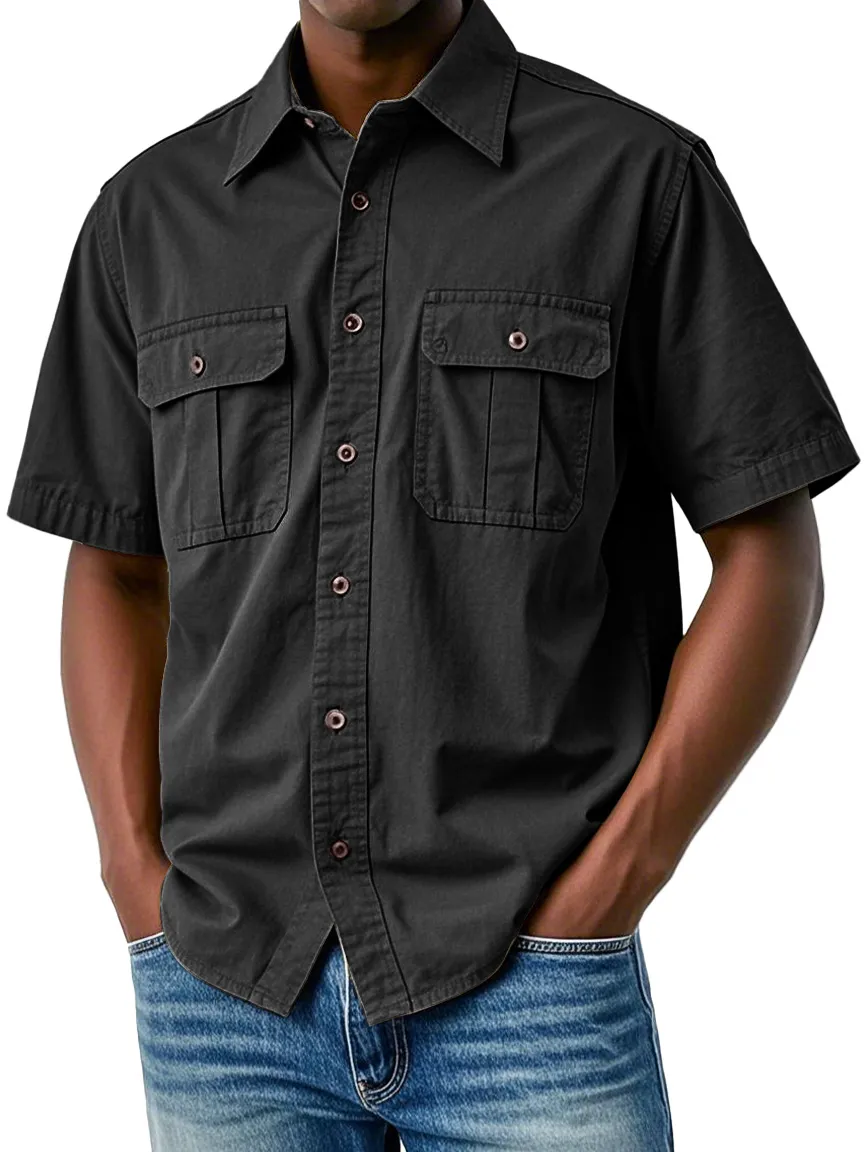 Clean Cut Short Sleeve Double Pocket Shirt