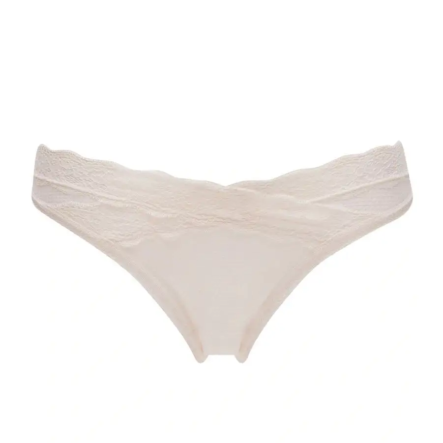 Women's Low Rise Seamless Floral Lace Mesh Tanga Panty