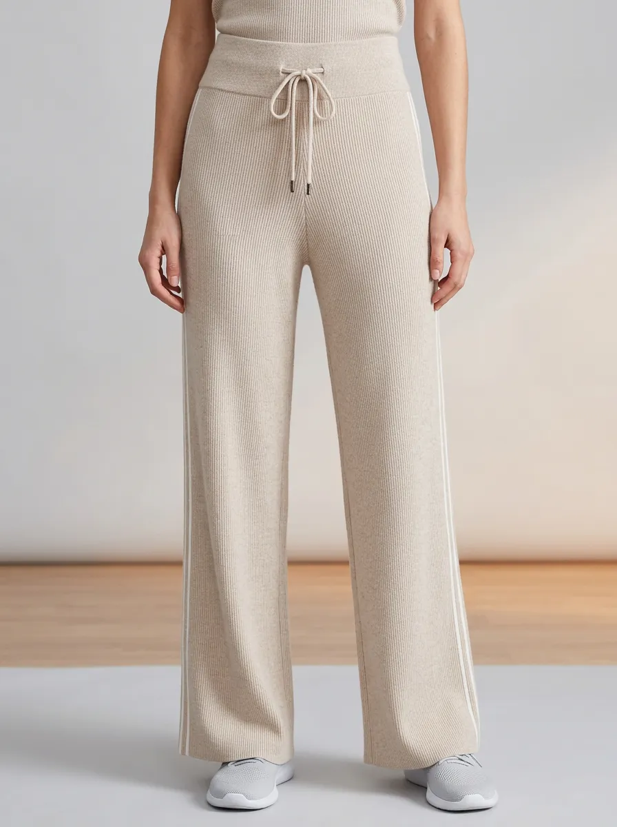 Women's Sporty Casual Side Stripe Ribbed Knit Jogger Pants