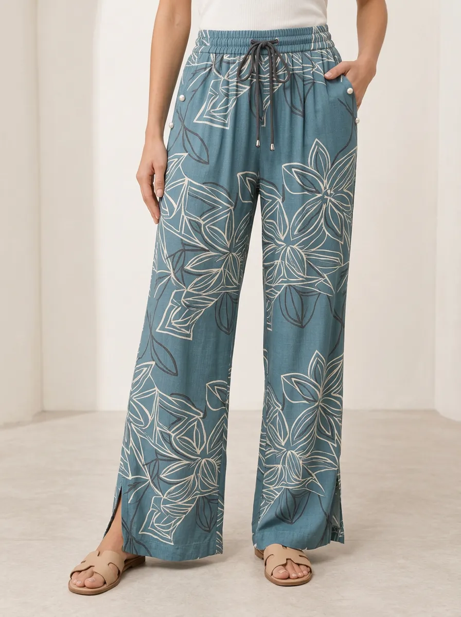 Women's Floral Geometric Classic Casual Printed Wide Leg Pants