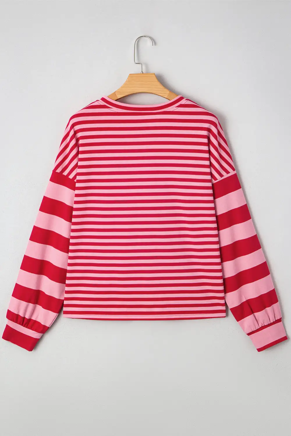 Women's Striped V Neck Drop Shoulder Pullover Top
