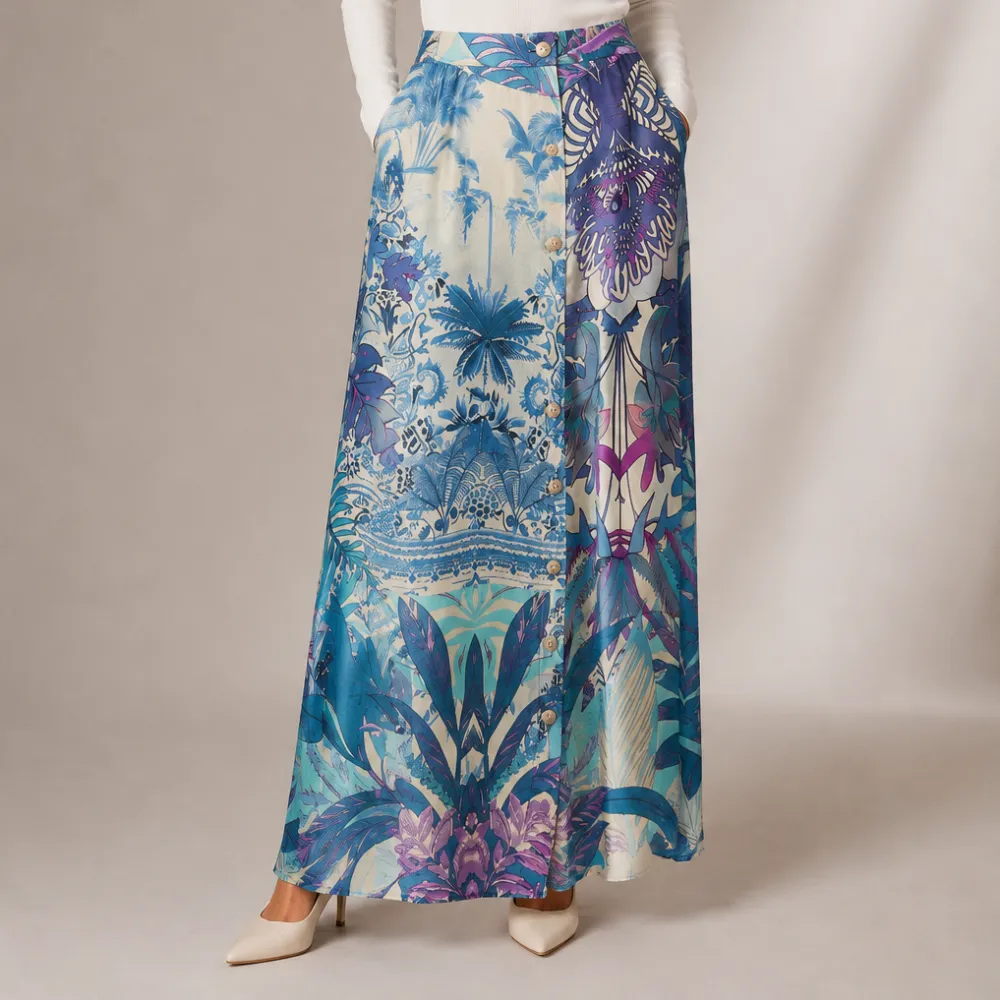 Botanical Print Casual Skirt