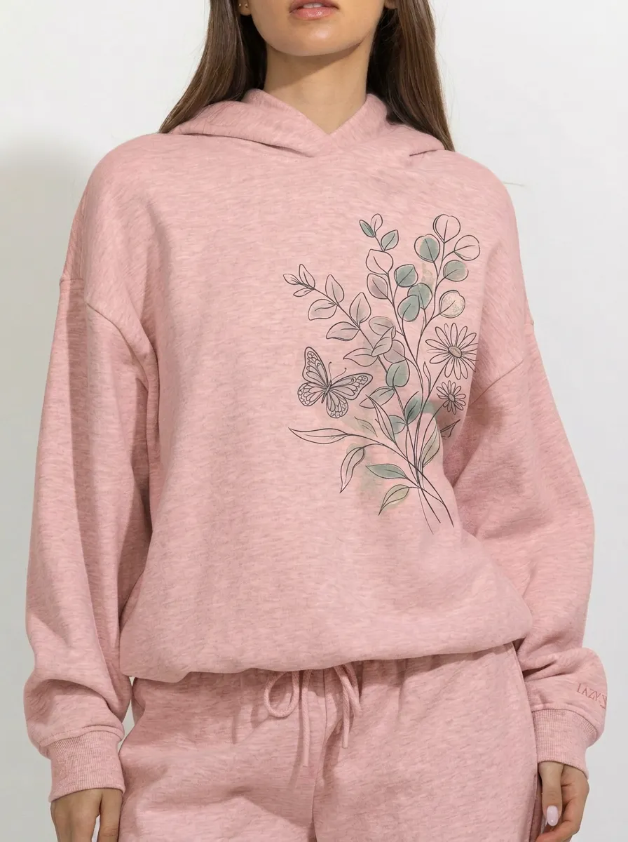 Women's Nature Lover Butterfly Floral Bouquet Printed Hoodie