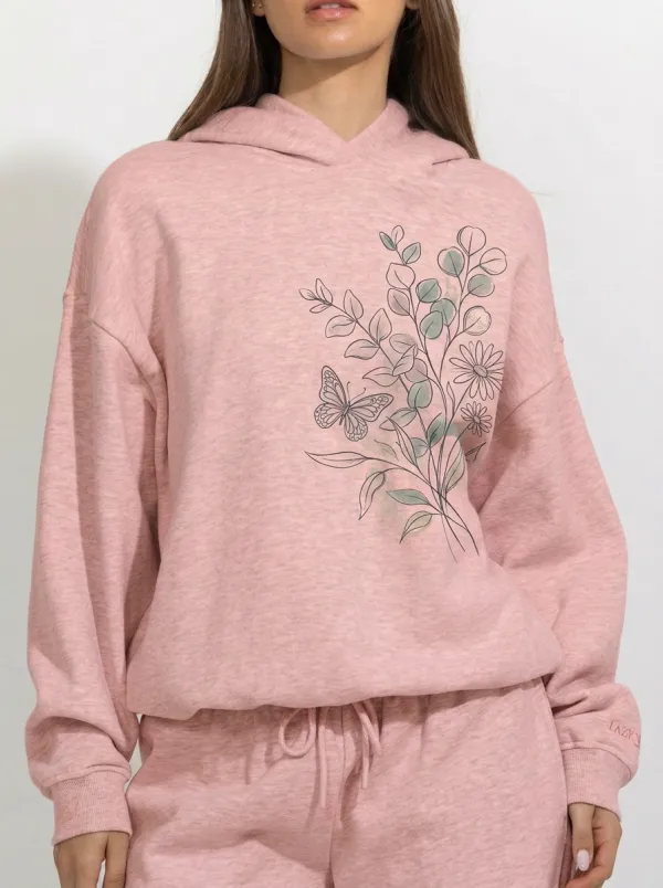 Women's Nature Lover Butterfly Floral Bouquet Printed Hoodie