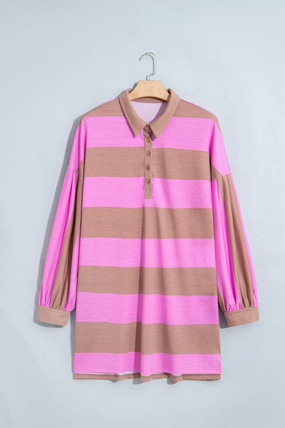 Women's Striped Colorblock V Neck Long Sleeve Mini Dress