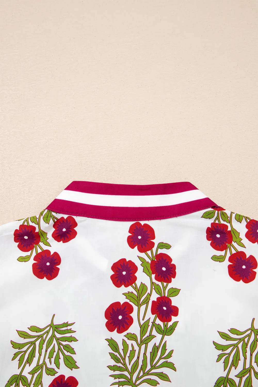 White Floral Short Bubble Sleeve Blouse