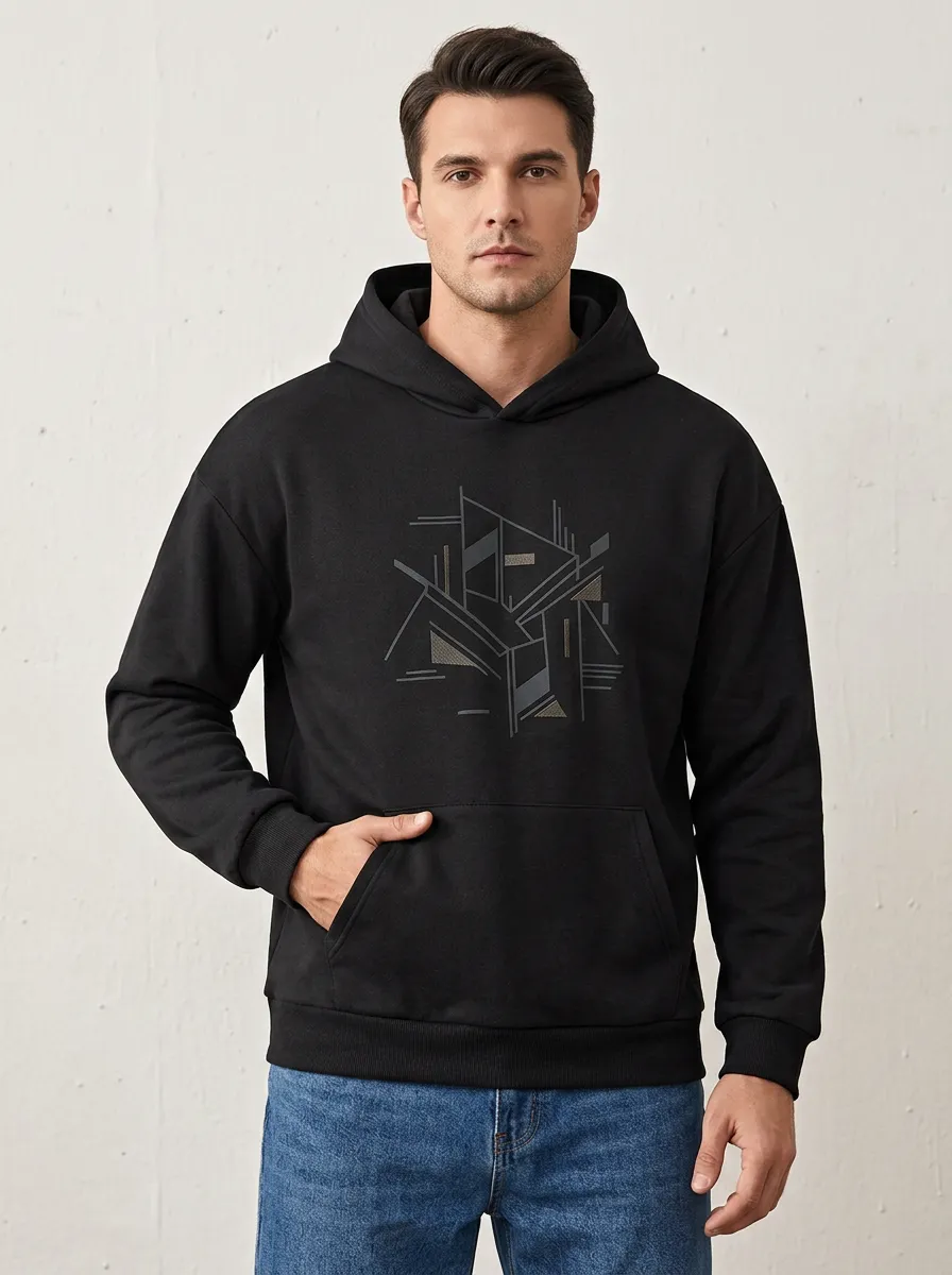 Men's Contemporary Geometric Abstract Art Print Hoodie