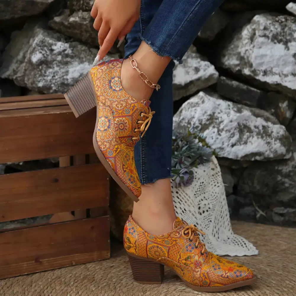 Refined Pointed Toe Block Heel Ankle Boots